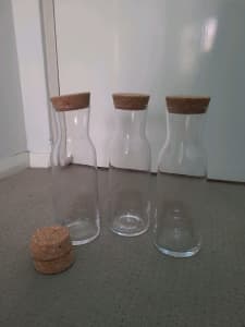 Glass carrafes with cork top