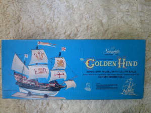 GOLDEN HIND - Wood Ship Model with Cloth Sails