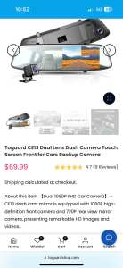 Toguard CE13 Dual Lens Dash Camera