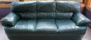 Free- Green 3 seater Leather Lounge