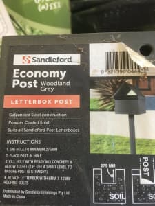 1 Sandleford Economy Post Letter Box Post only grey 110cm brand new