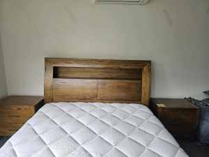 Solid timber King bed with Tallboy. and bedside draws