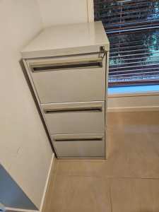 Metal Filing Cabinet - Three Drawer Lockable Grey