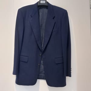 Mens Suit Jacket Blue Navy Made in Italy Cashmere & Wool Size L EUR50