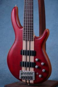 Cort A5 Plus FMMH 5-String Bass Guitar w/Case - Open Pore Black Cherry