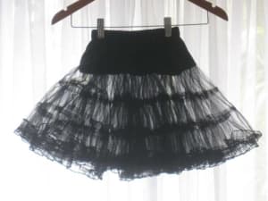 Black Crinoline Tutu Dance Skirt Petticoat Rockabilly Full Circle XXS