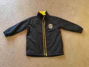 Richmond Tigers fleece lined waterproof jacket. Size 10-12 for child
