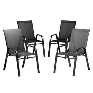 Gardeon 4PC Outdoor Dining Chairs Stackable Lounge Chair Patio Furnit