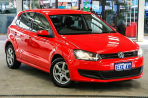 2013 Volkswagen Polo 6R MY13.5 77 TSI Comfortline Red 7 Speed Auto Direct Shift Hatchback