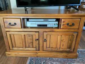 TV/media cabinet solid timber. GET CREATIVE AND UPCYCLE !
