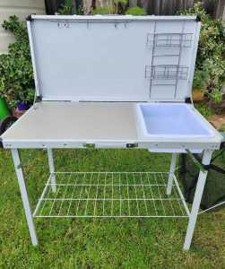Camping Kitchen Table with Washing up Sink & Draining Board.