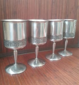 1970s Wiltshire Burgundy Goblets,Wiltshire Burgundy,Stainless Goblets.