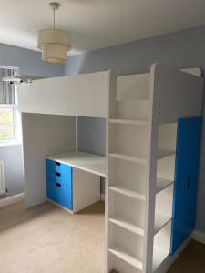 SAMSTAD loft bed white/ with desk with 4 drawers