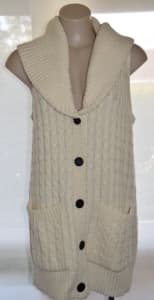 NINA MAYA Cable Knit Cardigan Vest - Size M - EUC