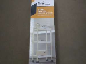 3 Tier Bambo /White Trolley. Brand New in Box