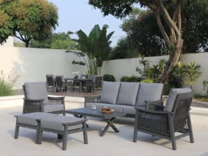 25% OFF DEAL : PEARL 6PC PREMIUM ACRYLIC ROPE LOUNGE SET (ALL WEATHER)