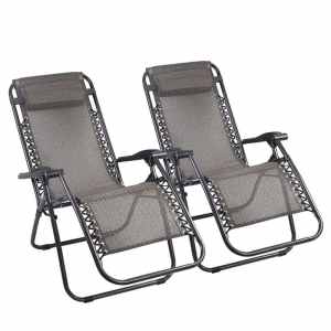 Gardeon 2PC Zero Gravity Chair Folding Outdoor Recliner Adjustable Su