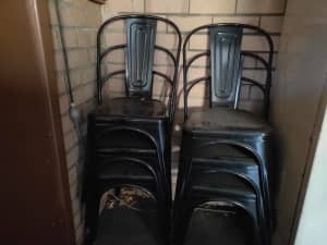 Gloss Black Metal Dining Chairs x 6