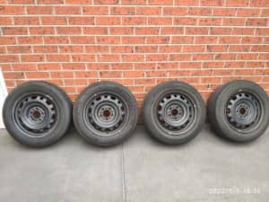 4 X STEEL RIMS AND TYRES 16 INCH 205/60R16