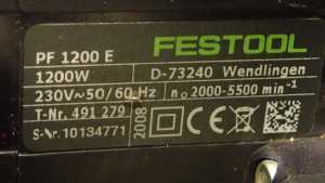 Festool PF 1200E Aluminum Composite Grove Cutter/Milling Machine