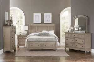 Classic Bethel Queen Bed with 2 Foot End Drawers In Grey (Suite AV)