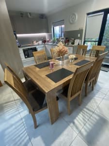 WOODEN DINING TABLE & CHAIRS