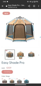 Swished sun tent shelter. 