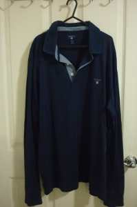 Gant Size 2XL navy mens long sleeve collar top