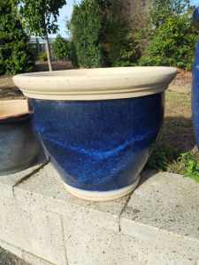 Blue glazed Terracotta pot 