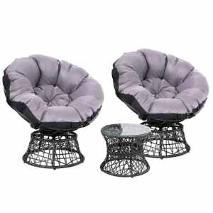 Gardeon Outdoor Lounge Setting Furniture Wicker Papasan Chairs Table