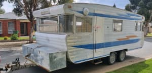 Massive 22ft double Axel alloy frame Vintage Caravan. Mount Eliza