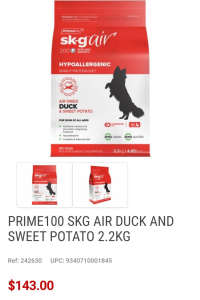 Prime100 SKG Skin And Growth Grain Free Single Protein Air Dried Duck 