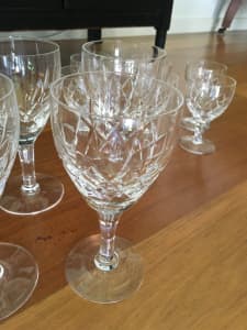 Stuart crystal wine glasses: matched set of 6