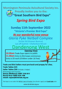 Bird Expo - Great Southern in Dandenong September 11th