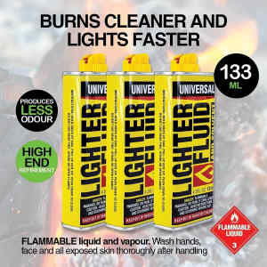 3 x 133ml CANS OF LIGHTER FLUID / SOLVENT - NEW UNOPENED !