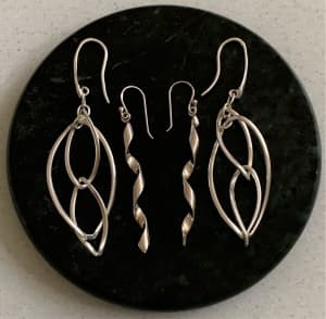 2 Pairs of Italian Sterling Silver Earrings NEW!