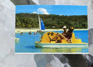 NEW Small Vintage Postcard Great Keppel Island Pedal Paddle Boats