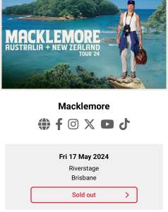 Macklemore Concert ticket - Sold Out concert