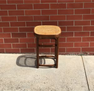 Vintage timber rattan stool