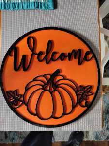 Welcome Pumpkin Halloween Laser Cut Sign 2 layers 30cm x 9mm