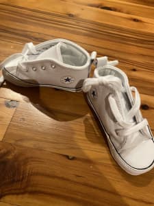 Brand new baby white converse shoes
