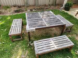 Square BBQ Outdoor table with 3 X bench seats