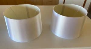 A pair of white satin Lamp Shades for bedroom or lounge room