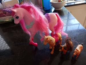 Barbie horse and Kids toy horses bundle.