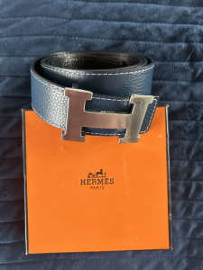 Hermes H style leather belt