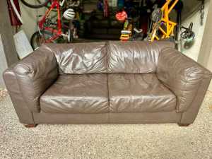 Beautiful Brown Leather Sofa by Rubelli