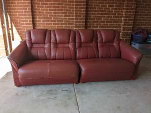 Red Leather Couch Excellent Condition $250 ONO