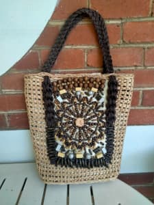Mimco Large Woven and Wooden Beaded Bag for $75