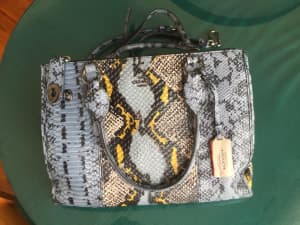 Coach Stamped Snake Skin Swagger Top Handle Bag