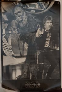 Vintage Star Wars Han Solo & Chewbacca 1995 Lucasfilm Laminated Poster